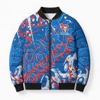 Personalized Newcastle Knights Rugby Bomber Puffer Jacket Urban Street Graffiti Style - Distressed Splatter Elements