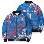 Personalized Newcastle Knights Rugby Bomber Puffer Jacket Urban Street Graffiti Style - Distressed Splatter Elements