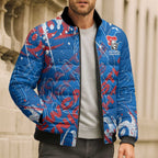 Personalized Newcastle Knights Rugby Bomber Puffer Jacket Urban Street Graffiti Style - Distressed Splatter Elements