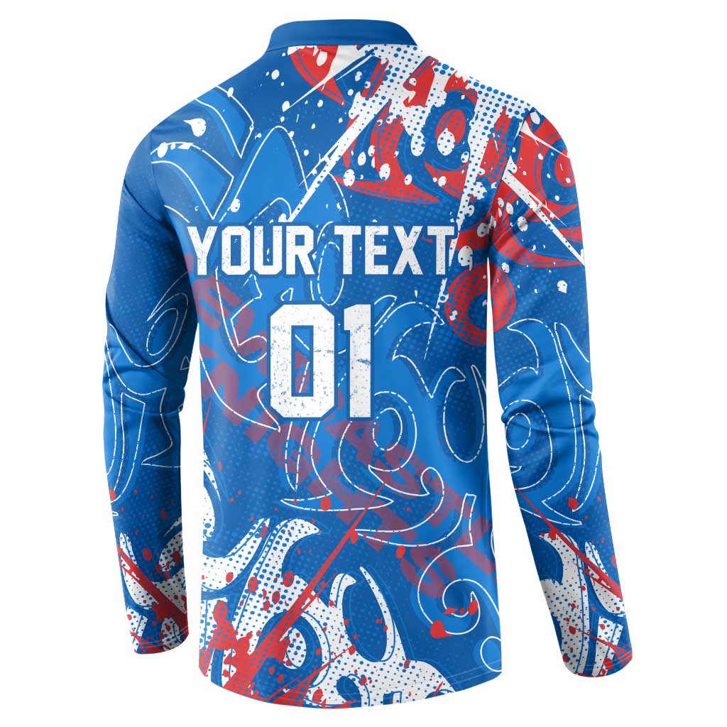 Personalized Newcastle Knights Rugby Button Sweatshirt Urban Street Graffiti Style - Distressed Splatter Elements