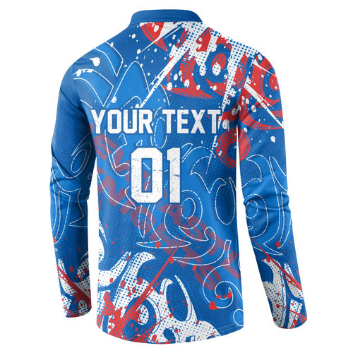 Personalized Newcastle Knights Rugby Button Sweatshirt Urban Street Graffiti Style - Distressed Splatter Elements