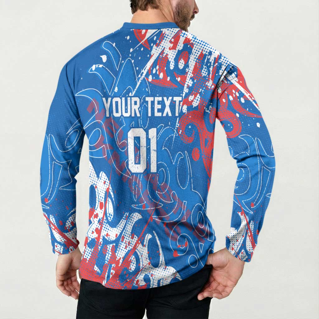 Personalized Newcastle Knights Rugby Button Sweatshirt Urban Street Graffiti Style - Distressed Splatter Elements