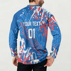 Personalized Newcastle Knights Rugby Button Sweatshirt Urban Street Graffiti Style - Distressed Splatter Elements