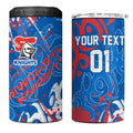 Personalized Newcastle Knights Rugby 4 in 1 Can Cooler Tumbler Urban Street Graffiti Style - Distressed Splatter Elements