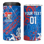 Personalized Newcastle Knights Rugby 4 in 1 Can Cooler Tumbler Urban Street Graffiti Style - Distressed Splatter Elements