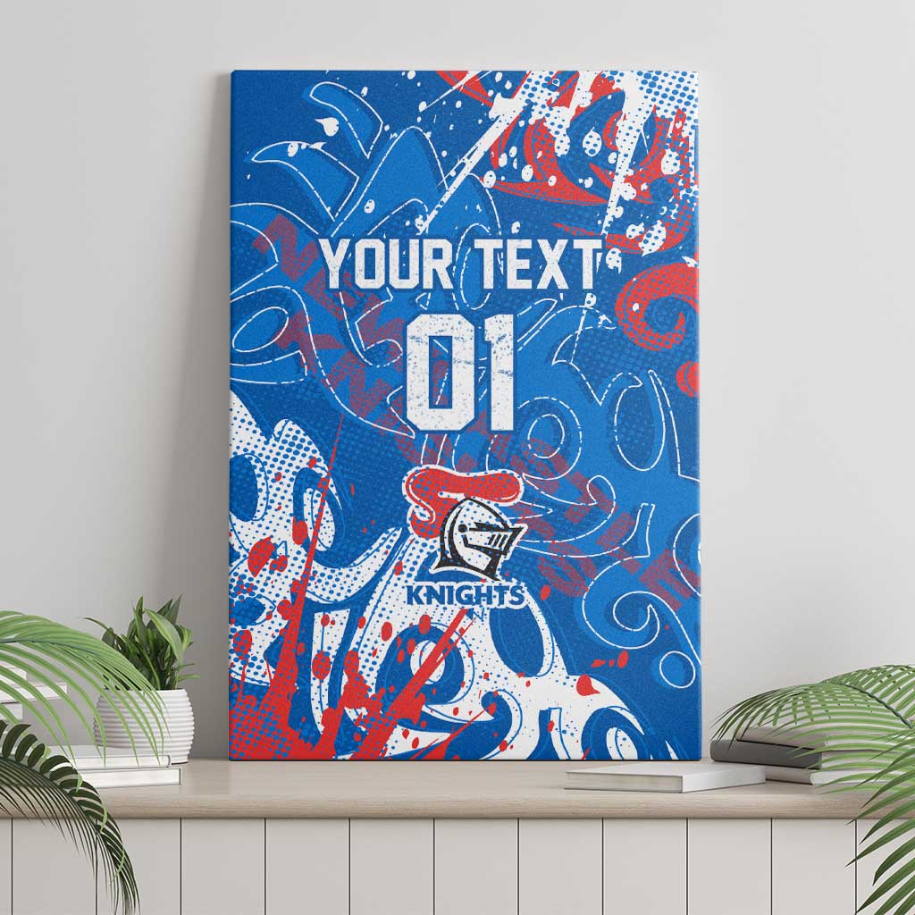 Personalized Newcastle Knights Rugby Canvas Wall Art Urban Street Graffiti Style - Distressed Splatter Elements