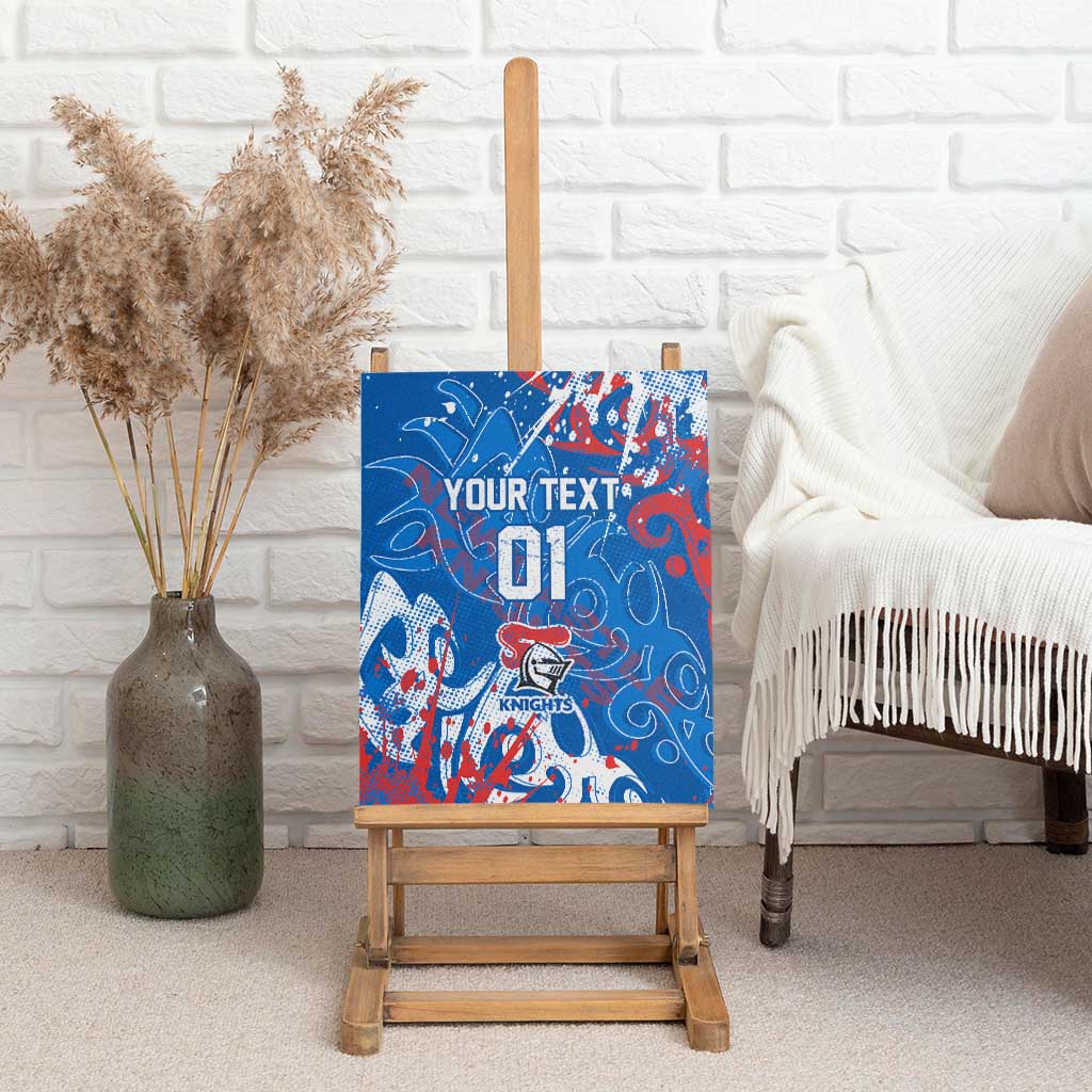Personalized Newcastle Knights Rugby Canvas Wall Art Urban Street Graffiti Style - Distressed Splatter Elements