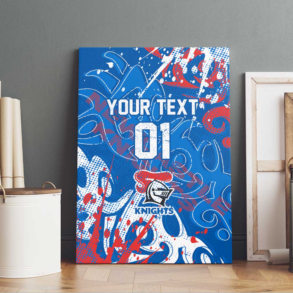 Personalized Newcastle Knights Rugby Canvas Wall Art Urban Street Graffiti Style - Distressed Splatter Elements