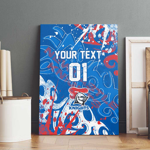 Personalized Newcastle Knights Rugby Canvas Wall Art Urban Street Graffiti Style - Distressed Splatter Elements