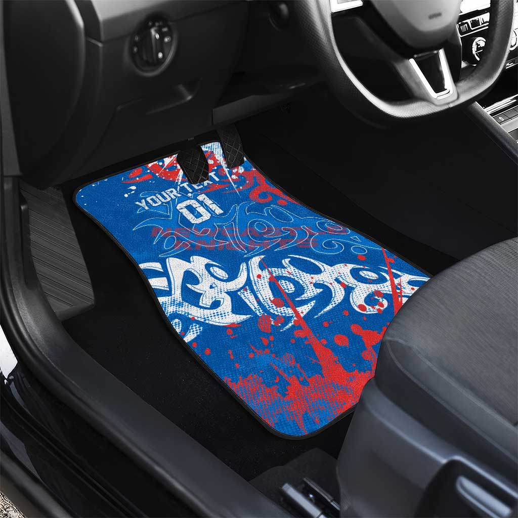 Personalized Newcastle Knights Rugby Car Mats Urban Street Graffiti Style - Distressed Splatter Elements