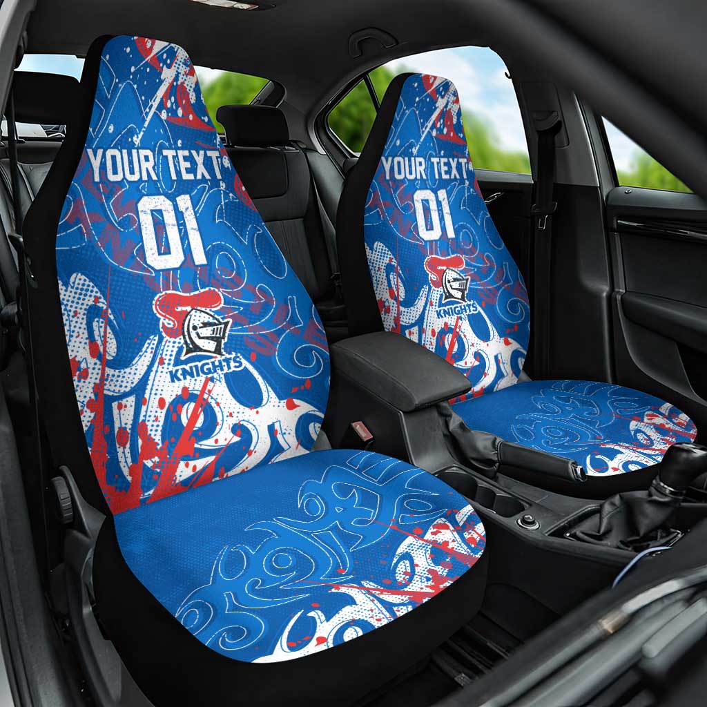 Personalized Newcastle Knights Rugby Car Seat Cover Urban Street Graffiti Style - Distressed Splatter Elements