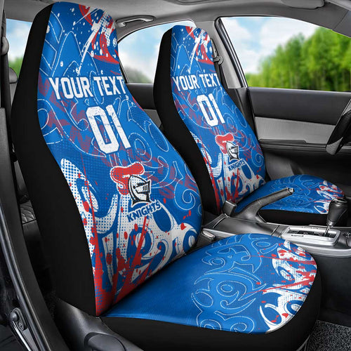 Personalized Newcastle Knights Rugby Car Seat Cover Urban Street Graffiti Style - Distressed Splatter Elements