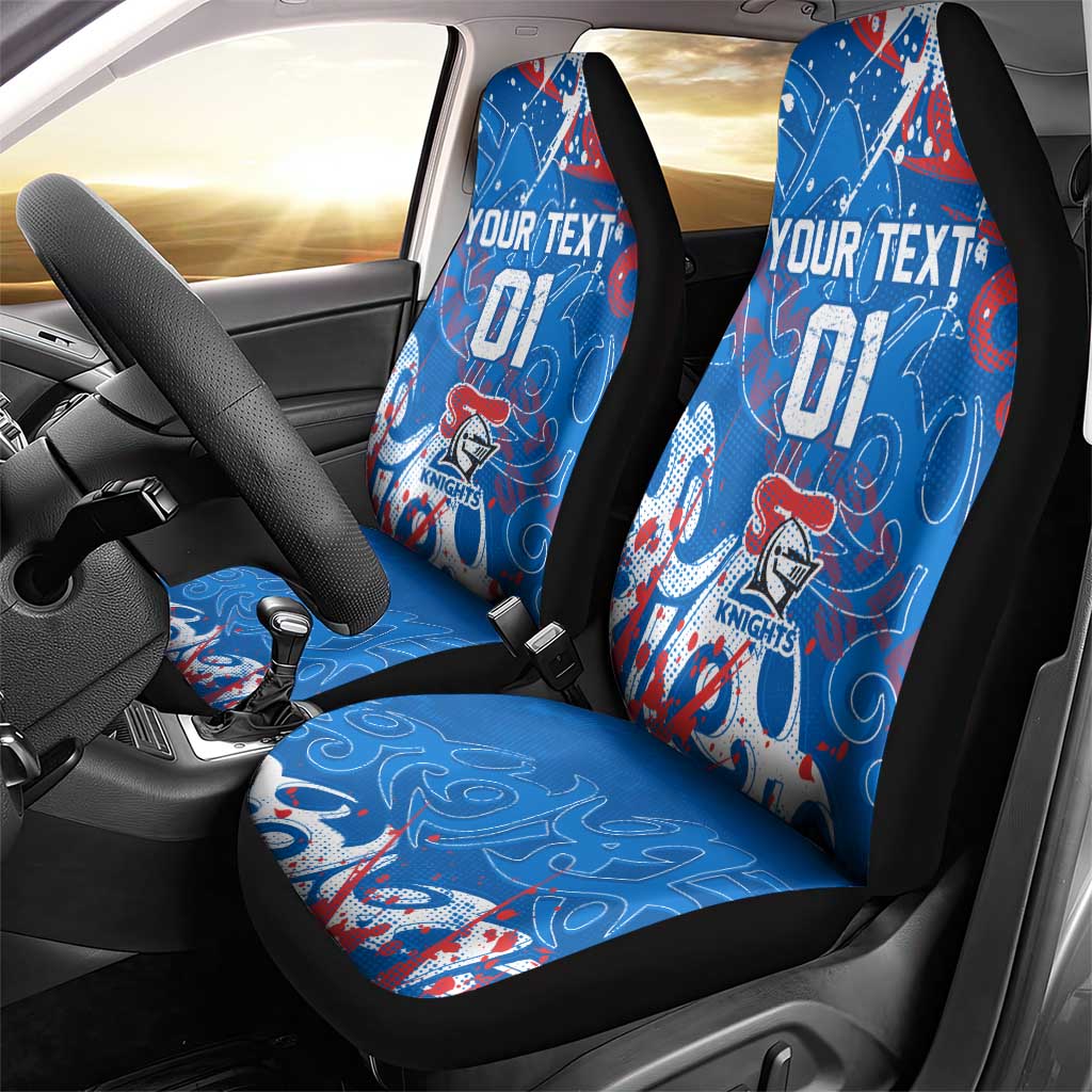 Personalized Newcastle Knights Rugby Car Seat Cover Urban Street Graffiti Style - Distressed Splatter Elements