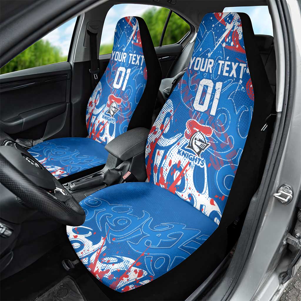 Personalized Newcastle Knights Rugby Car Seat Cover Urban Street Graffiti Style - Distressed Splatter Elements