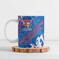 Personalized Newcastle Knights Rugby Ceramic Mug Urban Street Graffiti Style - Distressed Splatter Elements