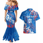 Personalized Newcastle Knights Rugby Couples Matching Mermaid Dress and Hawaiian Shirt Urban Street Graffiti Style - Distressed Splatter Elements