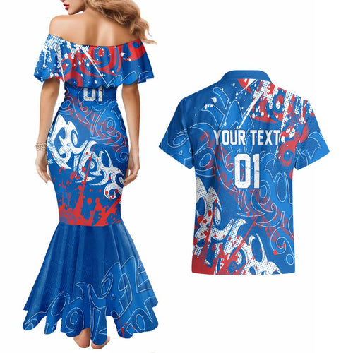 Personalized Newcastle Knights Rugby Couples Matching Mermaid Dress and Hawaiian Shirt Urban Street Graffiti Style - Distressed Splatter Elements
