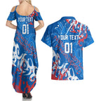 Personalized Newcastle Knights Rugby Couples Matching Summer Maxi Dress and Hawaiian Shirt Urban Street Graffiti Style - Distressed Splatter Elements