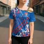 Personalized Newcastle Knights Rugby Cross Shoulder Shirt Urban Street Graffiti Style - Distressed Splatter Elements