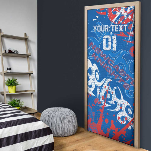 Personalized Newcastle Knights Rugby Door Cover Urban Street Graffiti Style - Distressed Splatter Elements