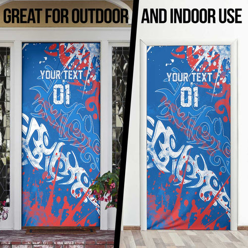 Personalized Newcastle Knights Rugby Door Cover Urban Street Graffiti Style - Distressed Splatter Elements