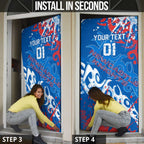 Personalized Newcastle Knights Rugby Door Cover Urban Street Graffiti Style - Distressed Splatter Elements