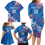 Personalized Newcastle Knights Rugby Family Matching Long Sleeve Bodycon Dress and Hawaiian Shirt Urban Street Graffiti Style - Distressed Splatter Elements