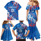 Personalized Newcastle Knights Rugby Family Matching Mermaid Dress and Hawaiian Shirt Urban Street Graffiti Style - Distressed Splatter Elements