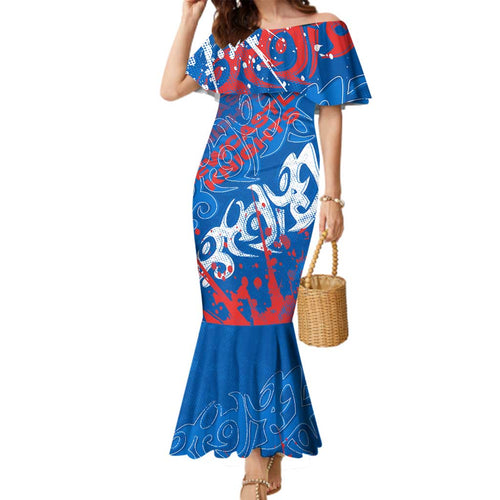 Personalized Newcastle Knights Rugby Family Matching Mermaid Dress and Hawaiian Shirt Urban Street Graffiti Style - Distressed Splatter Elements