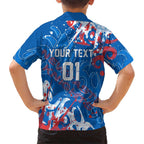Personalized Newcastle Knights Rugby Family Matching Off Shoulder Short Dress and Hawaiian Shirt Urban Street Graffiti Style - Distressed Splatter Elements