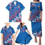 Personalized Newcastle Knights Rugby Family Matching Puletasi and Hawaiian Shirt Urban Street Graffiti Style - Distressed Splatter Elements