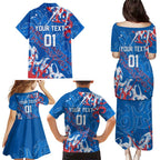 Personalized Newcastle Knights Rugby Family Matching Puletasi and Hawaiian Shirt Urban Street Graffiti Style - Distressed Splatter Elements