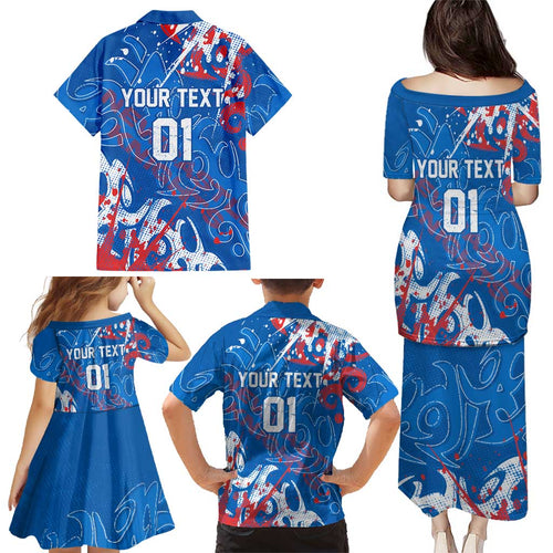 Personalized Newcastle Knights Rugby Family Matching Puletasi and Hawaiian Shirt Urban Street Graffiti Style - Distressed Splatter Elements