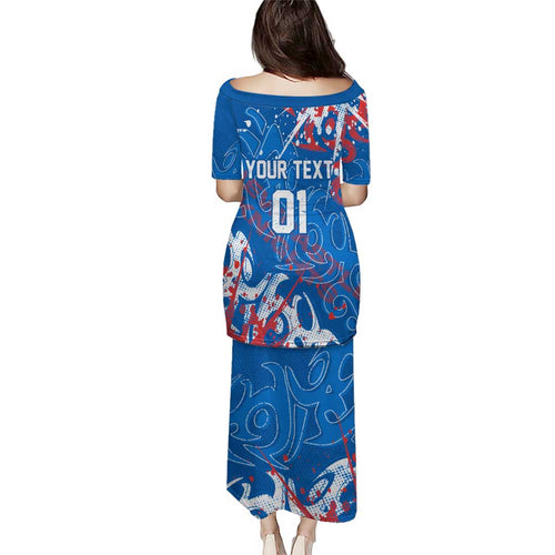 Personalized Newcastle Knights Rugby Family Matching Puletasi and Hawaiian Shirt Urban Street Graffiti Style - Distressed Splatter Elements