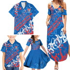 Personalized Newcastle Knights Rugby Family Matching Summer Maxi Dress and Hawaiian Shirt Urban Street Graffiti Style - Distressed Splatter Elements