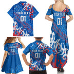 Personalized Newcastle Knights Rugby Family Matching Summer Maxi Dress and Hawaiian Shirt Urban Street Graffiti Style - Distressed Splatter Elements