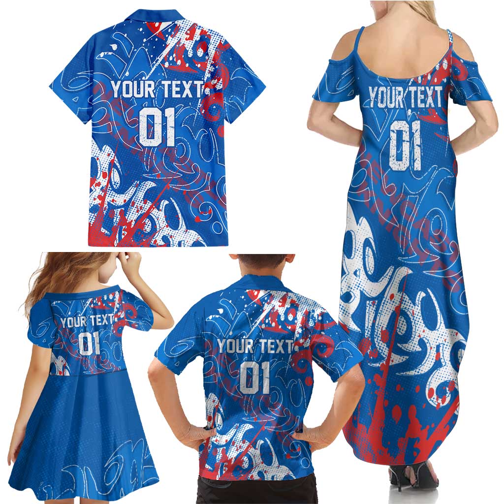 Personalized Newcastle Knights Rugby Family Matching Summer Maxi Dress and Hawaiian Shirt Urban Street Graffiti Style - Distressed Splatter Elements