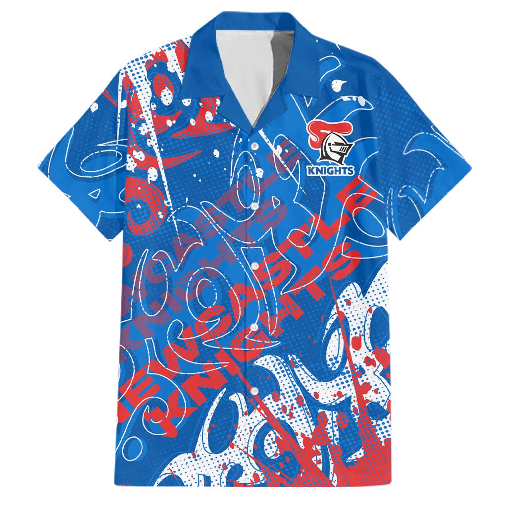 Personalized Newcastle Knights Rugby Family Matching Summer Maxi Dress and Hawaiian Shirt Urban Street Graffiti Style - Distressed Splatter Elements