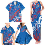 Personalized Newcastle Knights Rugby Family Matching Tank Maxi Dress and Hawaiian Shirt Urban Street Graffiti Style - Distressed Splatter Elements