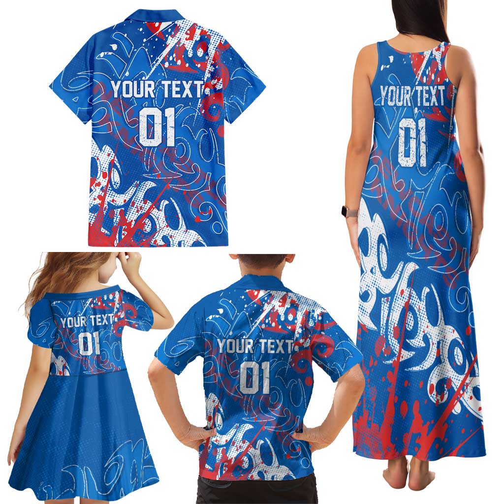 Personalized Newcastle Knights Rugby Family Matching Tank Maxi Dress and Hawaiian Shirt Urban Street Graffiti Style - Distressed Splatter Elements