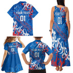 Personalized Newcastle Knights Rugby Family Matching Tank Maxi Dress and Hawaiian Shirt Urban Street Graffiti Style - Distressed Splatter Elements