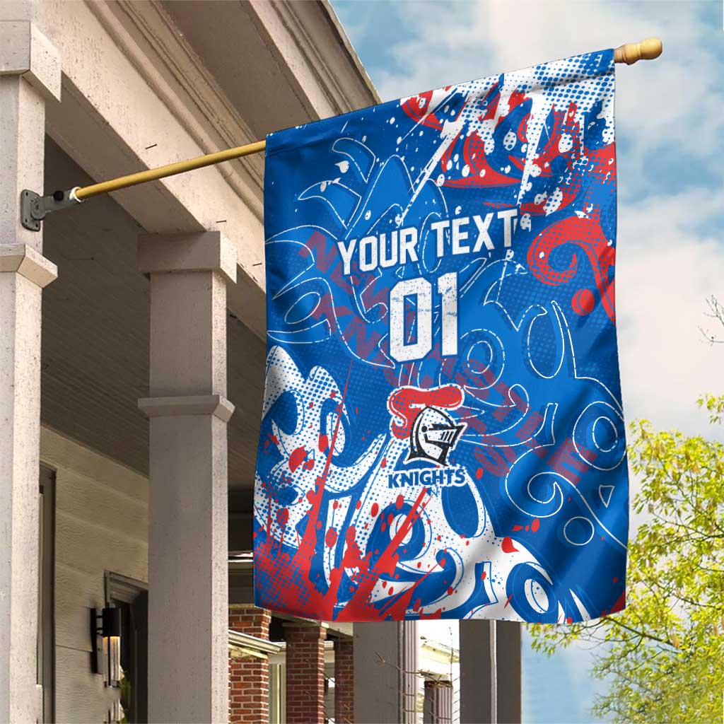 Personalized Newcastle Knights Rugby Garden Flag Urban Street Graffiti Style - Distressed Splatter Elements