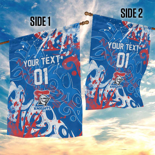 Personalized Newcastle Knights Rugby Garden Flag Urban Street Graffiti Style - Distressed Splatter Elements