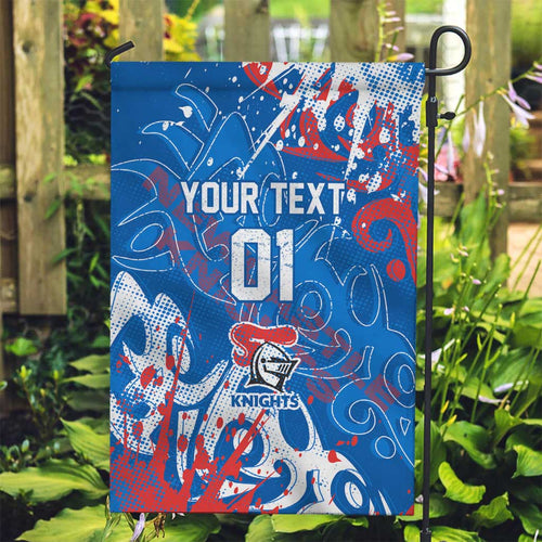 Personalized Newcastle Knights Rugby Garden Flag Urban Street Graffiti Style - Distressed Splatter Elements