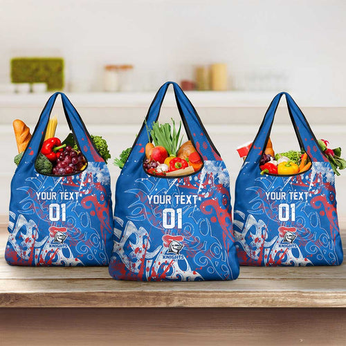 Personalized Newcastle Knights Rugby Grocery Bag Urban Street Graffiti Style - Distressed Splatter Elements