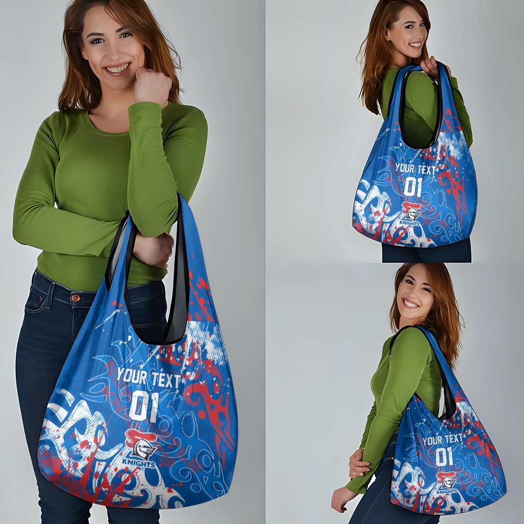 Personalized Newcastle Knights Rugby Grocery Bag Urban Street Graffiti Style - Distressed Splatter Elements