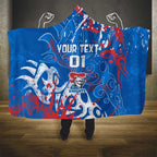 Personalized Newcastle Knights Rugby Hooded Blanket Urban Street Graffiti Style - Distressed Splatter Elements