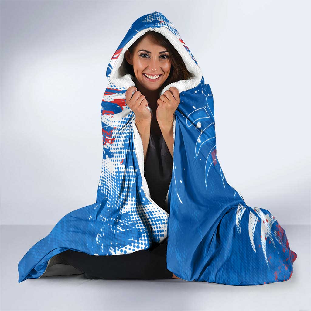 Personalized Newcastle Knights Rugby Hooded Blanket Urban Street Graffiti Style - Distressed Splatter Elements