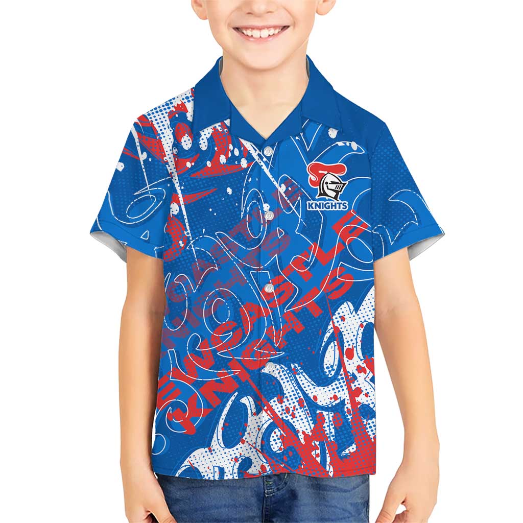 Personalized Newcastle Knights Rugby Kid Hawaiian Shirt Urban Street Graffiti Style - Distressed Splatter Elements