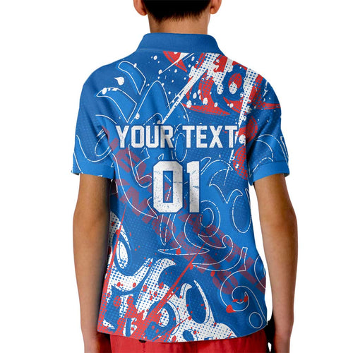 Personalized Newcastle Knights Rugby Kid Polo Shirt Urban Street Graffiti Style - Distressed Splatter Elements